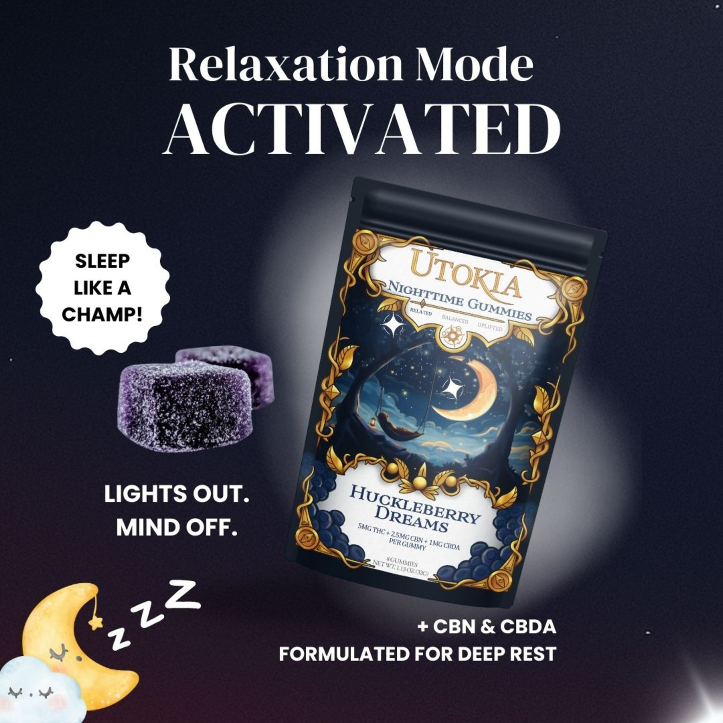 Utokia Microdose Nighttime Gummies — Huckleberry